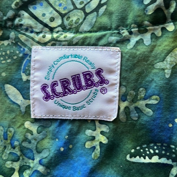 Smart Scrubs short sleeved blue/green snap jacket 3 pocketinstrument/pen tab M - Picture 6 of 8